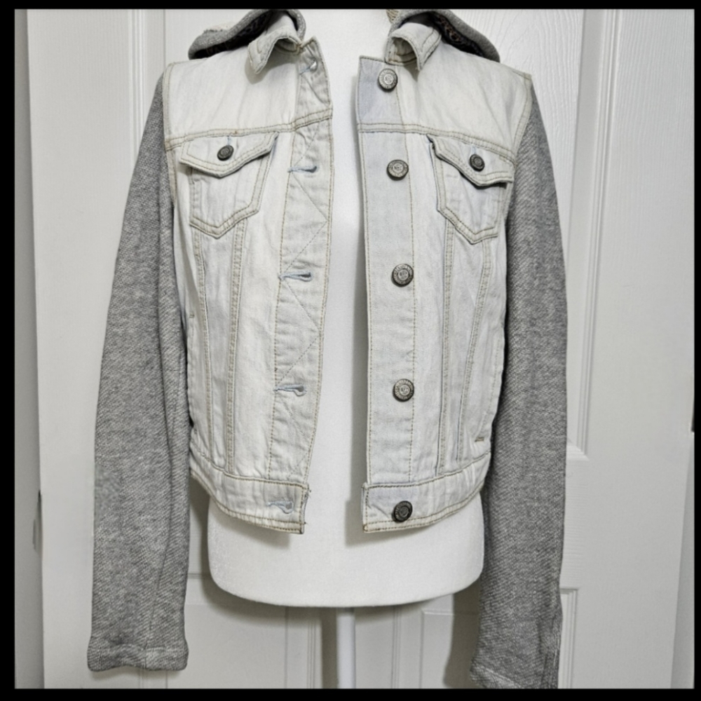 AEROPOSTALE NWT Pale Denim Hooded Jacket Sz Large, Bohemian  Style